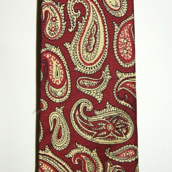Barneys New York Red Gold Paisley Pattern Tie - Picture 1 of 4
